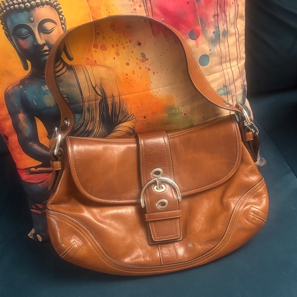 Vintage Coach Tan Leather Shoulder Bag